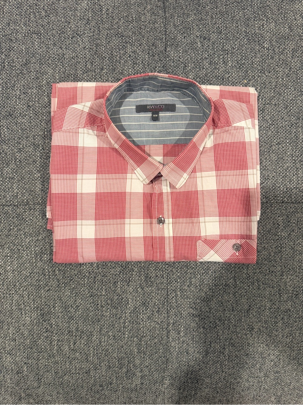 RW&CO. Men's Red and White Check Button-Down Shirt